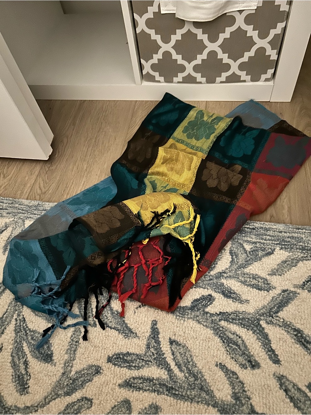 Multicolor Patchwork Shawl with flowers